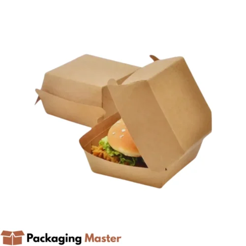 Custom burger boxes for takeaway and food delivery by Packaging Master Pakistan, durable fast food packaging.