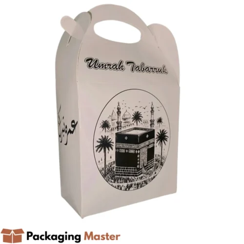 Umrah Tabarruk boxes for gifts and religious souvenirs by Packaging Master Pakistan, premium quality packaging.