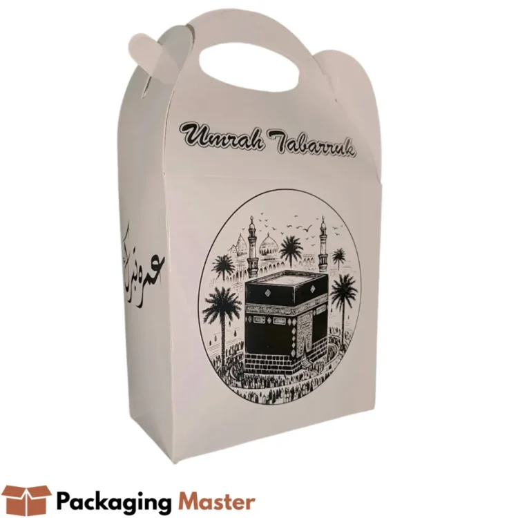 Umrah Tabarruk boxes for gifts and religious souvenirs by Packaging Master Pakistan, premium quality packaging.