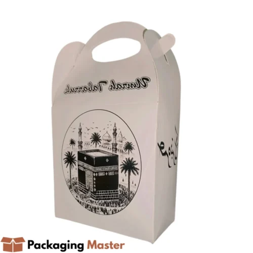 Umrah Tabarruk boxes for gifts and religious souvenirs by Packaging Master Pakistan, premium quality packaging.