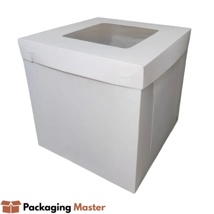 10x10x10 cake box with transparent window showing cake display packaging master Pakistan