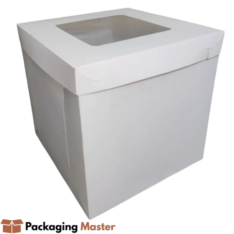 Cake box 12x12x12 with window for bakery packaging in Pakistan by Packaging Master