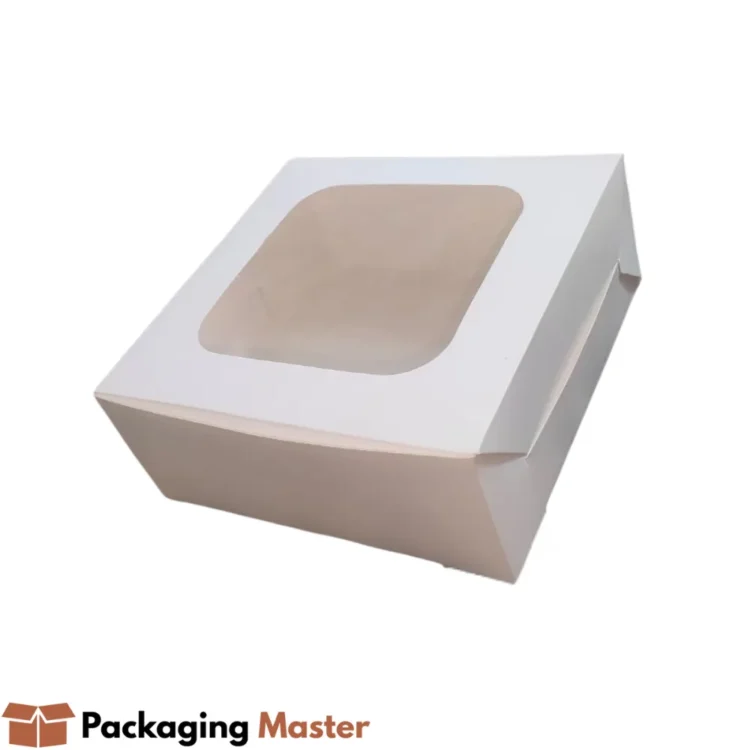 7.5x7.5x3.5 cake box with transparent window for premium bakery packaging Packaging Master