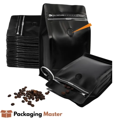 Food-grade coffee packaging pouches with resealable zipper and freshness valve