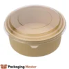 Disposable kraft bowls for loaded fries with cheese and sauces in restaurants and food stalls Disposable kraft bowls for loaded fries with cheese and sauces in restaurants and food stalls