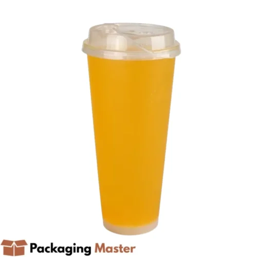 Transparent disposable drinking glass for iced coffee and milk tea