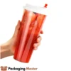 Clear disposable plastic drinking glass for cold beverages and refreshments Clear disposable plastic drinking glass for cold beverages and refreshments