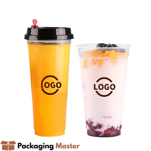 Clear disposable plastic cup for bubble tea and cold drinks
