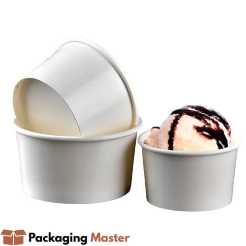 White paper ice cream bowls for serving ice cream, frozen desserts and takeaway orders