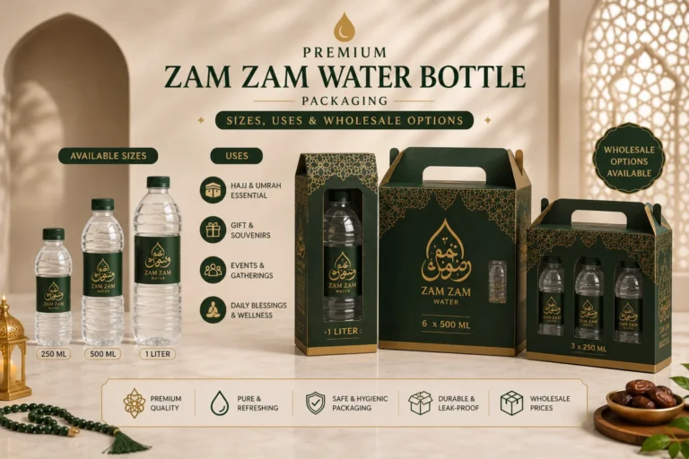 Zam Zam Water Bottle Packaging in Pakistan: Sizes, Uses & Wholesale Options