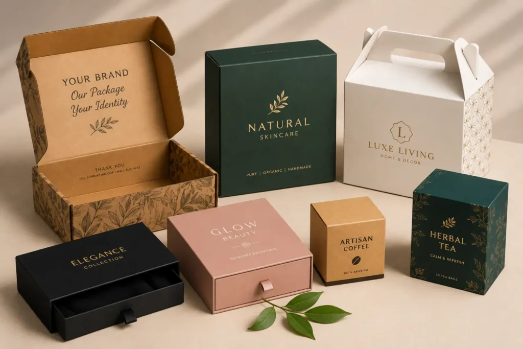 Custom packaging boxes in Pakistan in various types, sizes, colors and printed designs for businesses