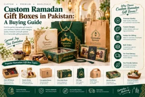 Custom Ramadan gift boxes in Pakistan with premium designs for dates, chocolates, sweets and corporate gifts, available for bulk orders